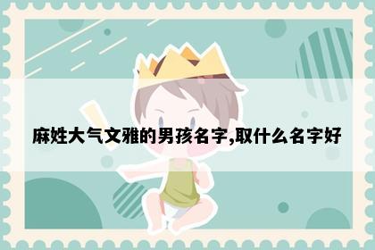 麻姓大气文雅的男孩名字,取什么名字好
